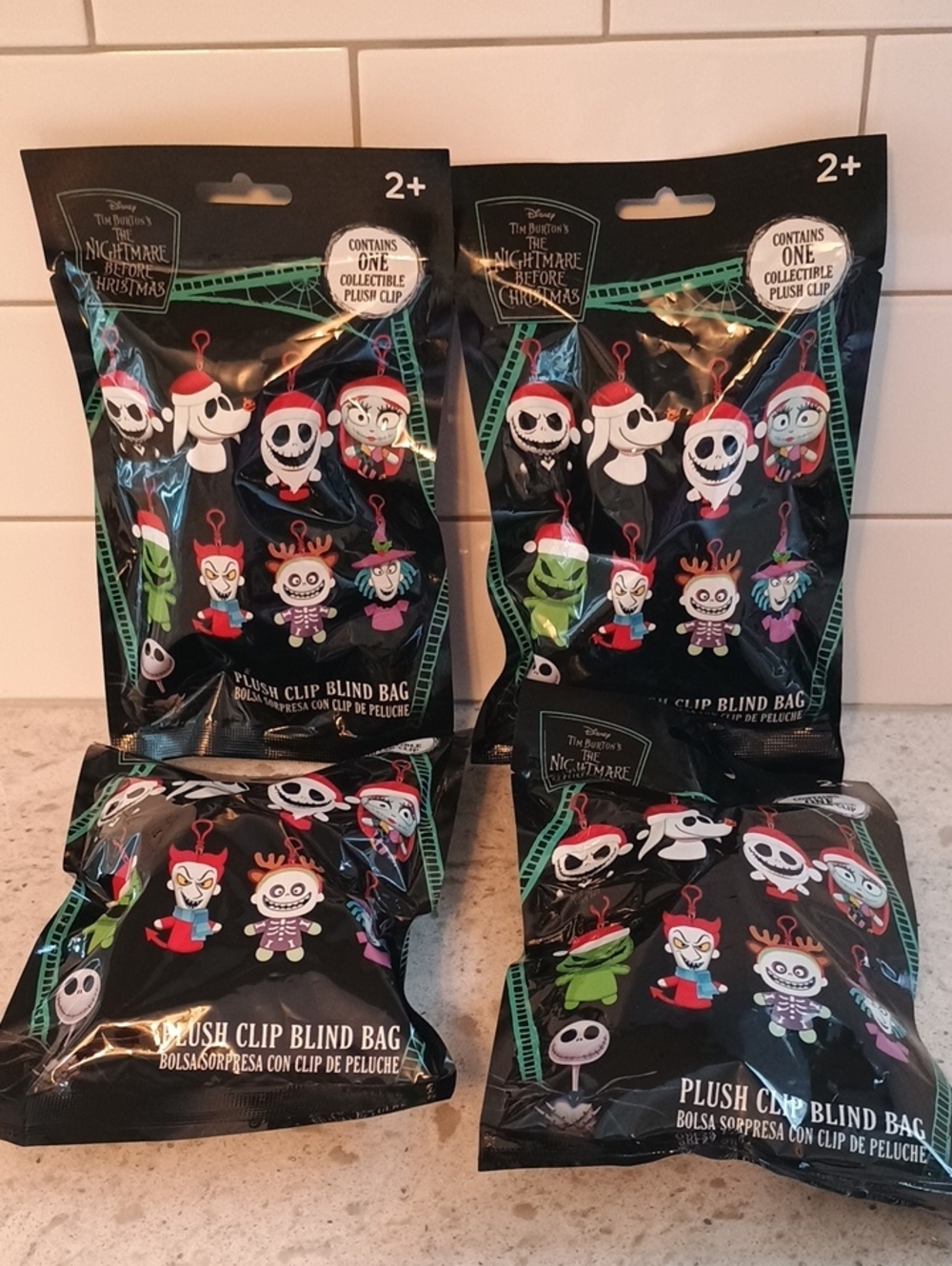 Set Of 4 Disney The Nightmare Before Christmas Plush Clip Blind Bag